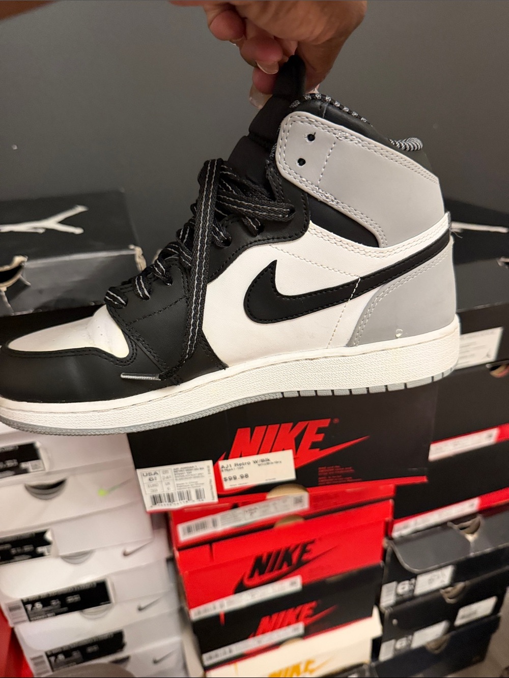 Nike Air Jordan 1 Mid Black White Gray Men's Sneaker - Picture 3 of 3